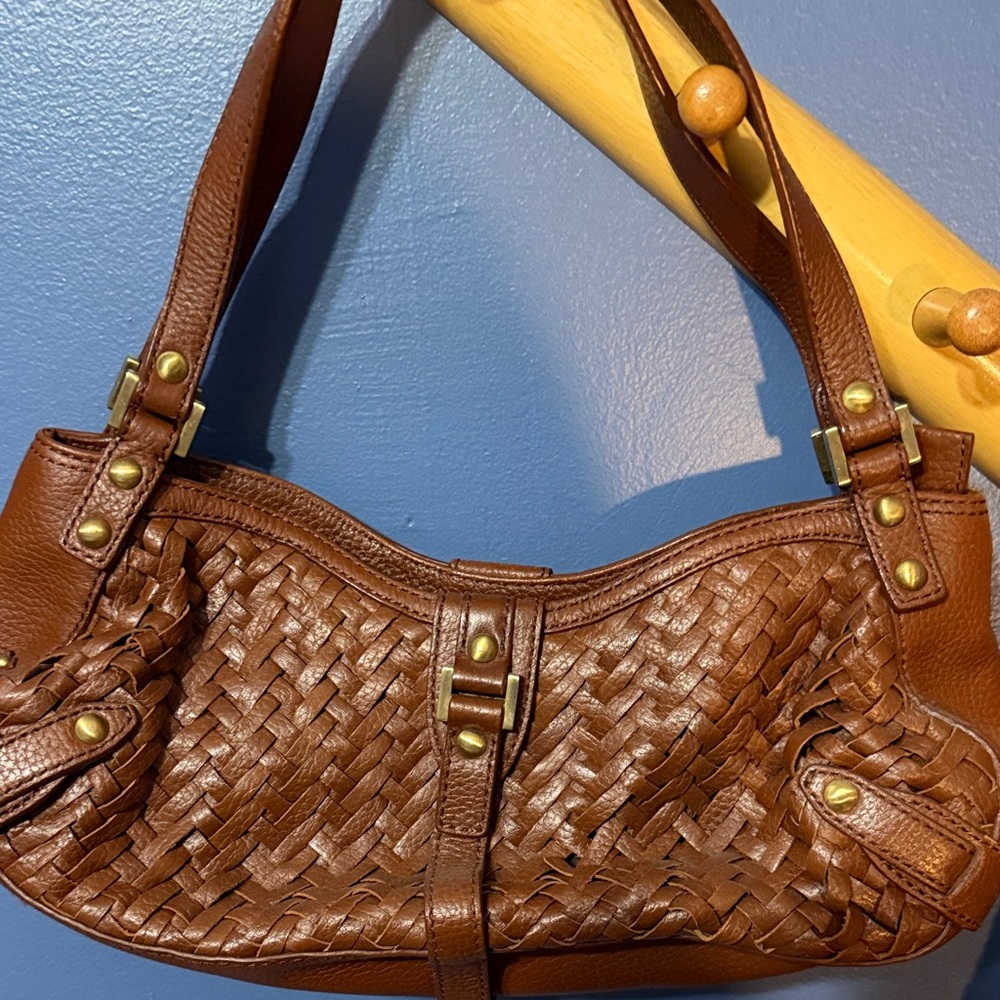 Cole Haan Brown Woven Leather Shoulder Bag